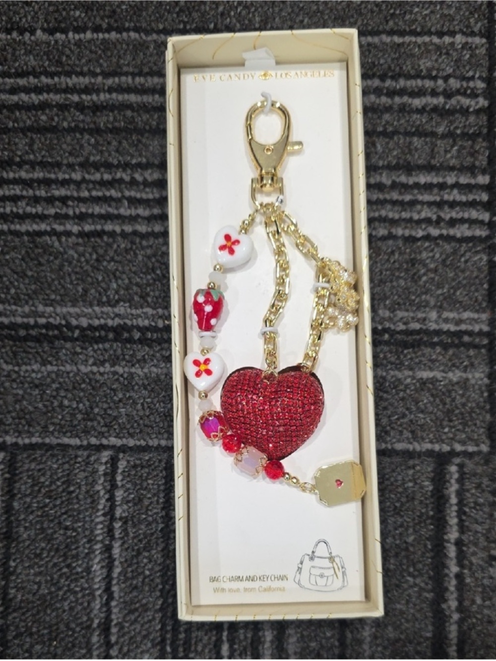 Eye Candy Red Heart Keychain Bag Charm NIB